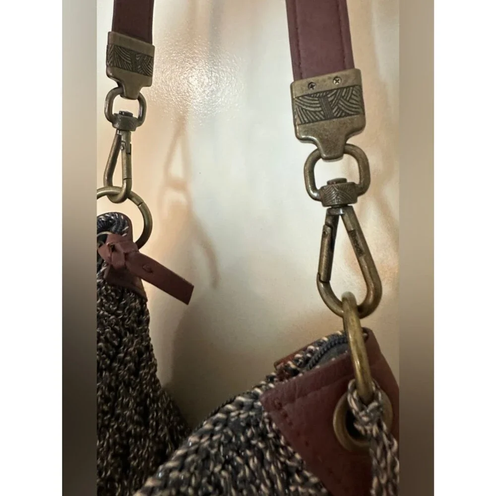 The Sac Woven Hobo Shoulder Bag in Brown and Cream